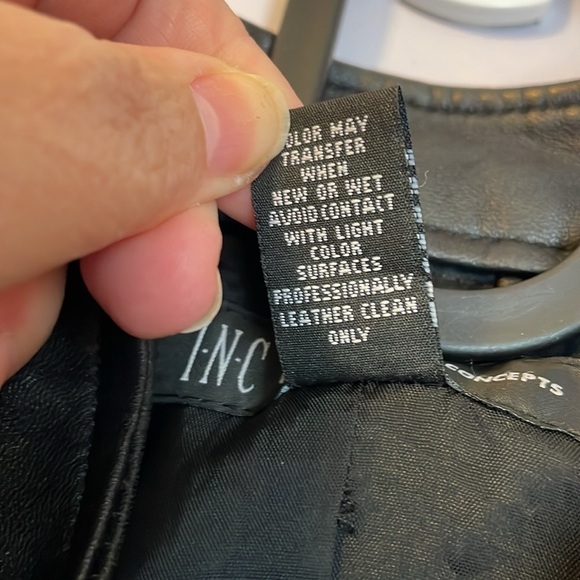 INC International Concepts Black Leather Moto Cargo Vest size S - Picture 7 of 14